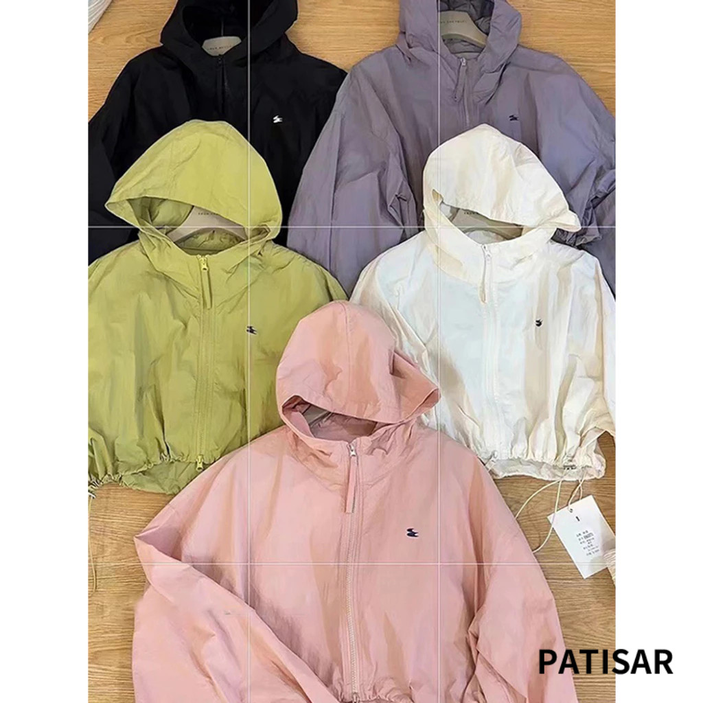 ฮู้ดผู้หญิง เสื้อคลุมผ้าร่ม มีฮู้ด5สี ซิปรูดได้2ทาง PR