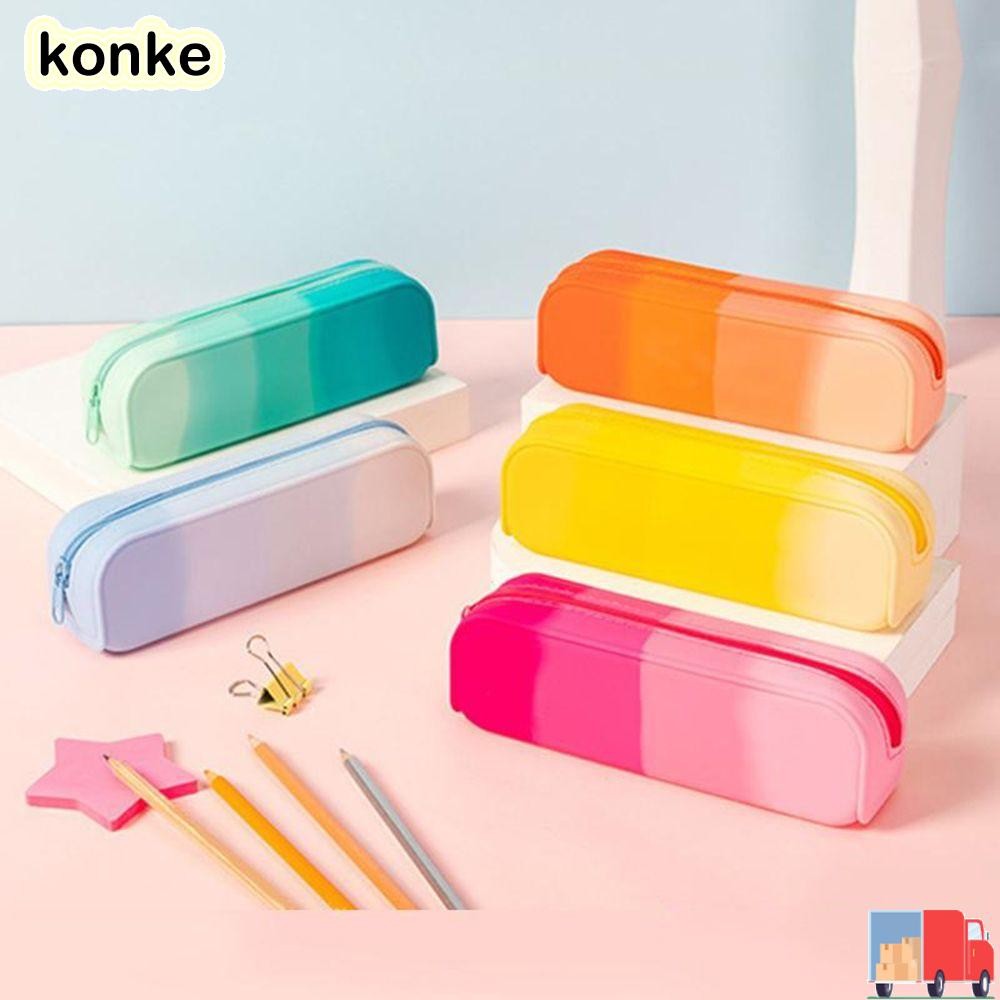ดินสอ เมื่อไร , กระเป๋าใส่ปากกามัลติฟังก์ชั่สีไล่ระดับสี,ซิลิโคนอ่อนนุ่มความจุขนาดใหญ่อุปกรณ์การเรียนรู้ถุงเก็บปากกา