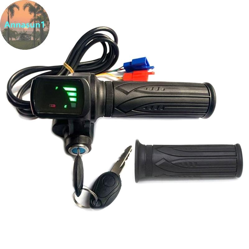 Annasun คันเร่งจักรยานไฟฟ้า 36V48V Accelerator สําหรับ E-bike/สกู๊ตเตอร์ไฟฟ้าอุปกรณ์เสริมคันเร่ง Handlebar พร้อมจอแสดงผล LED TH