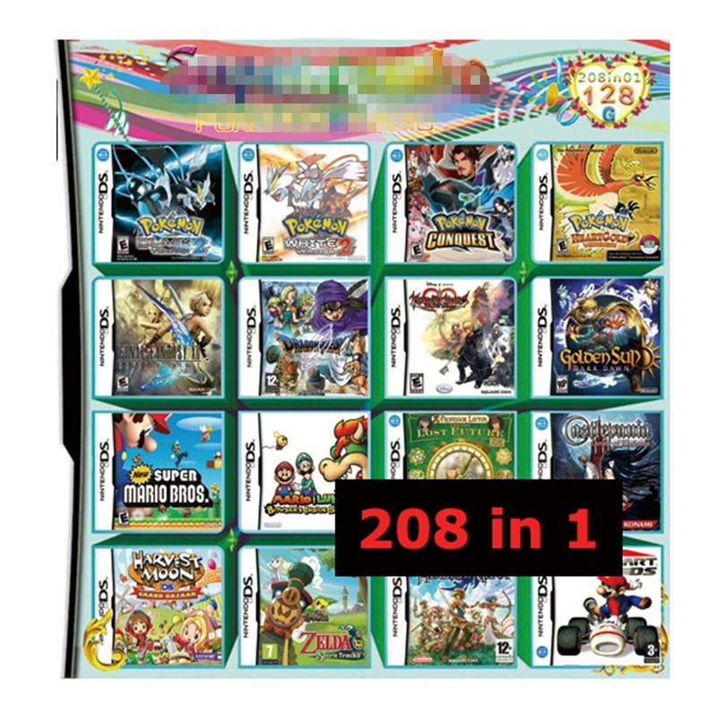 208 in 1 128G วิดีโอเกมตลับหมึก Multicart สําหรับ NDS,NDSL,NDSI,NDSI LL/XL,3DS