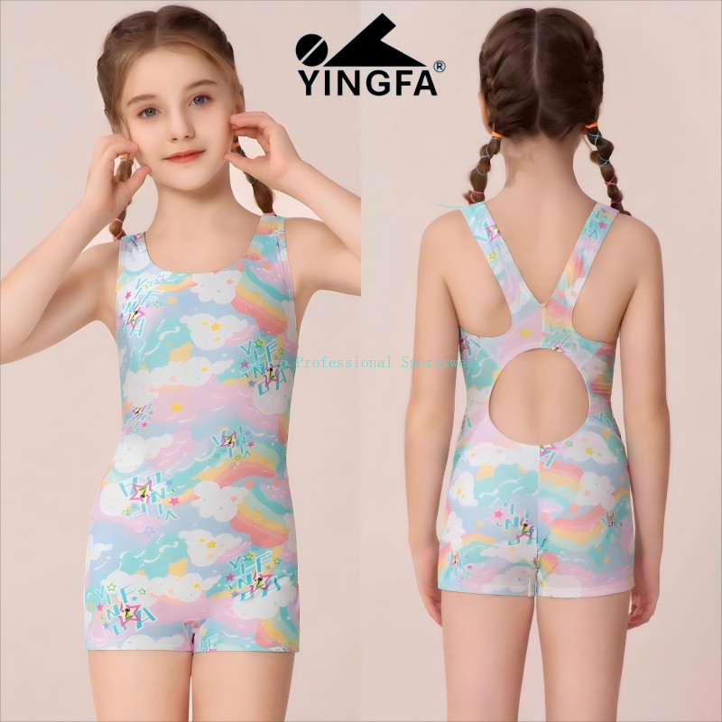 Yingfa ชุดว่ายน้ําเด็กผู้หญิง Lycra Quick-Dry ชุดว่ายน้ําสําหรับฝึกชิ้นเดียวป้องกัน Upf ชุดว่ายน้ําความต้านทานคลอรีน