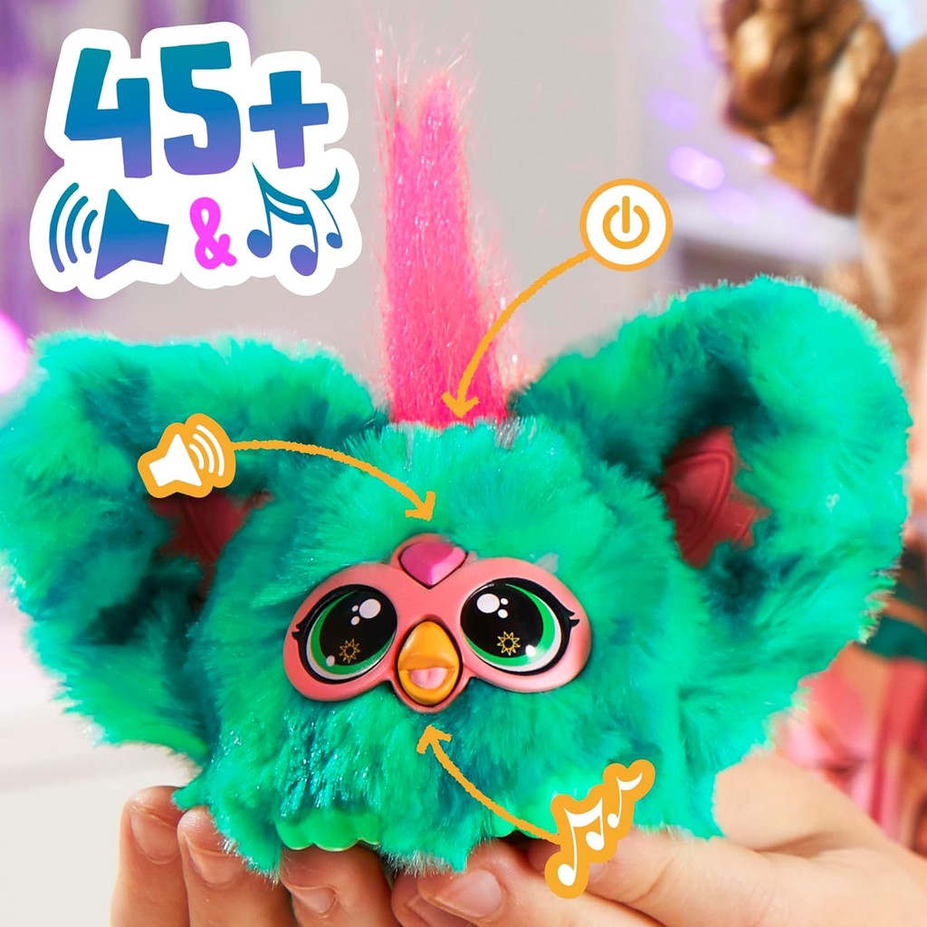 Furby Furblets Mini Friend ของเล่นตุ๊กตาพูดคุยอิเล็กทรอนิกส์พร้อมเสียงเพลงและพระสนุกของขวัญแบบโต้ตอบสําหรับเด็กหญิงและเด็กชายเด็ก