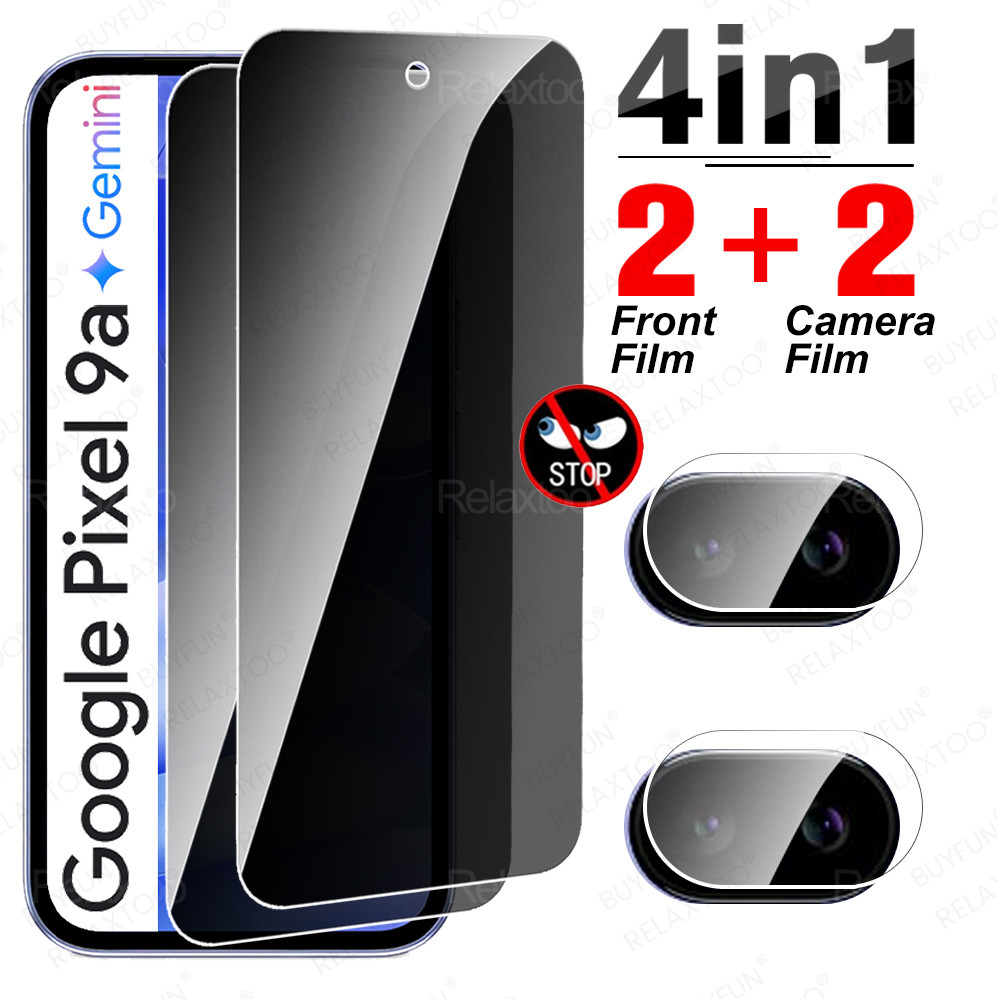 4in1 กระจกป้องกันความเป็นส่วนตัวสําหรับ Google Pixel 9a ปลดล็อคกระจกนิรภัย Pixel9a Pixel9a 9 A 5G เล