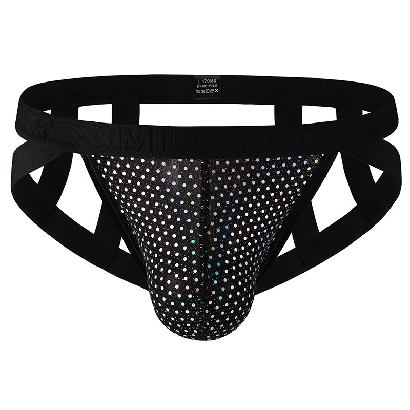 ผู้ชายตาข่าย Jockstrap Dots Hollow Out ชุดชั้นในยืด Thongs เปลือยหลัง