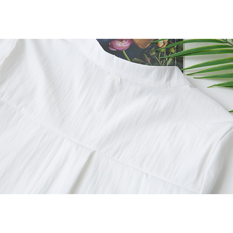 Plus ขนาดผู้หญิงคอวีแขนสั้นสีฟ้าสีดําฤดูร้อนเสื้อสตรี Elegant Office-wear แฟชั่น A-line OL Blusas - รูปที่ 6