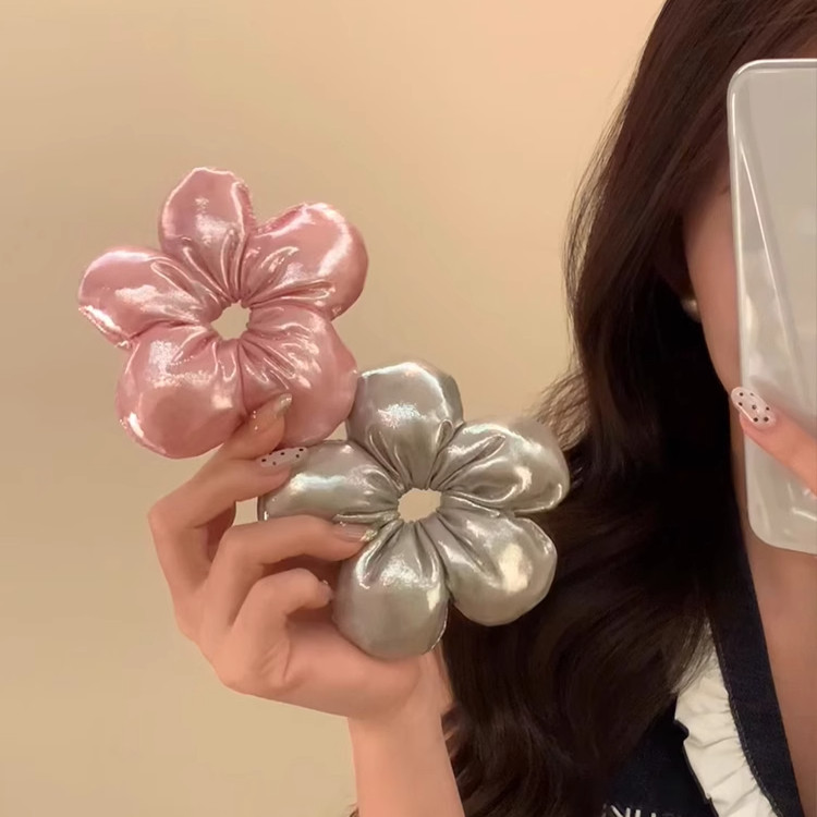 Big Small PU หนังดอกไม้รูปร่างเชือกผม Scrunchies หางม้าผูกผม Headwear เครื่องประดับผม