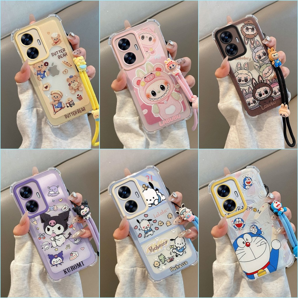 เคส Realme C55 อะนิเมะถุงลมนิรภัยป้องกันการตกเคสซิลิโคนอ่อนนุ่ม YX1