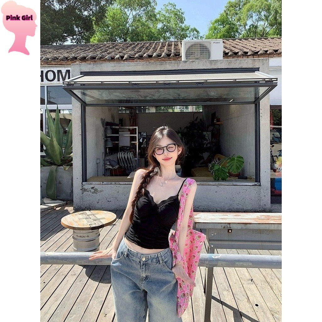 💋Pink girl💋​พร้อมส่ง เสื้อสายเดี่ยว มีฟองน้ำ สีน่ารักใส่ง่ายเซ็กซี่เบาๆ ' FY8704 - รูปที่ 5