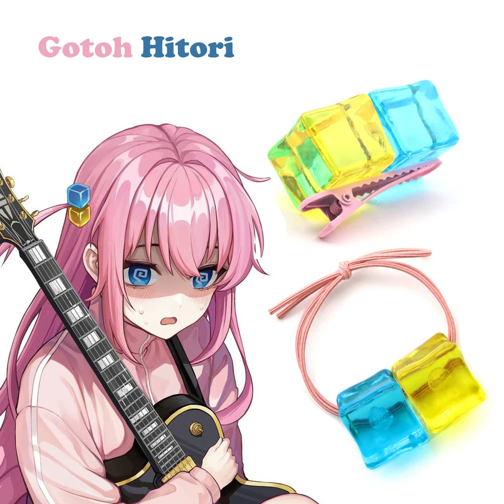 อะนิเมะ BOCCHI THE ROCK Gotoh Hitori ยืดหยุ่นผมสีฟ้าสีเหลืองก้อนน้ําแข็ง Hairpins Headwear เครื่องประดับผมเครื่องประดับของขวัญ
