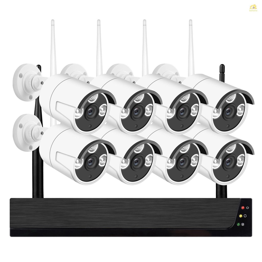 8CH 1080P ระบบกล้องรักษาความปลอดภัยไร้สาย, 8Channel 1080P กล้องวงจรปิด NVR + 8PCS 1080P 2.0MP กล้อง 