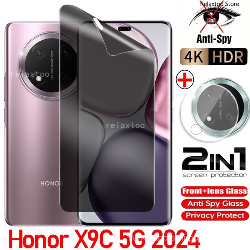 ฟิล์มไฮโดรเจลนุ่ม กันสอดแนม 2in1 สําหรับ Honor X9c 5G/X9B/X9A/X9C/HonorX9b/HonorX9a 2024 พร้อมฟิล์มกล้อง