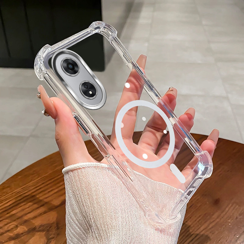 สําหรับ OPPO A58 A78 4G 5G แม่เหล็กไร้สายโปร่งใสสี่มุมดูดซับแรงกระแทกเลนส์ป้องกันเคสโทรศัพท์ SJSFDDR - รูปที่ 2