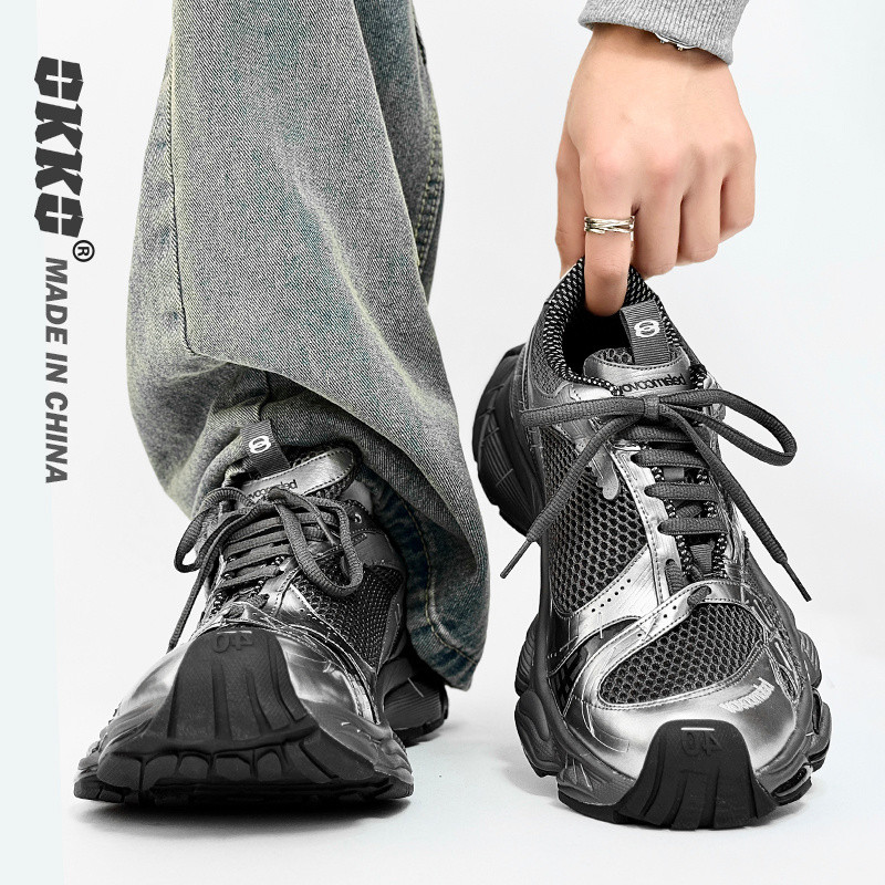 รองเท้าผู้ชาย OKKO Paris Stapler Dad Shoes สไตล์นิชสตรีท รองเท้าผ้าใบลำลองสำหรับคู่รัก พื้นหนา เพิ่ม