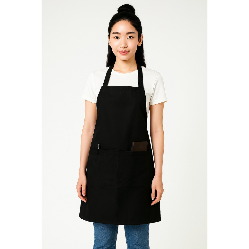 ผ้ากันเปื้อนเต็มตัว แบบคล้องคอปรับเลื่อนได้ กระเป๋าใหญ่แบ่งครึ่ง (ติดซิป/ไม่ติดซิป) สำหรับผู้ใหญ่ | มี 9 สี | ผลิตในไทย - รูปที่ 3