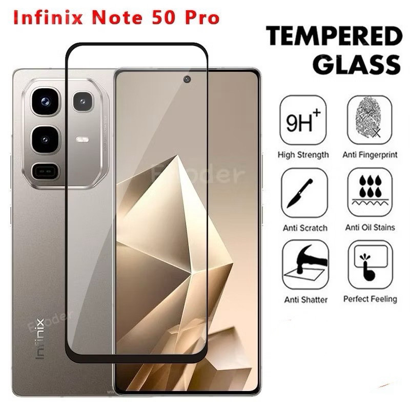 ฟิล์มกระจกเต็มจอ สำหรับ Infinix Note 50 / 50 Pro / 50 Pro Plus ฟิล์มกันกระแทก ฟิล์มกันรอย