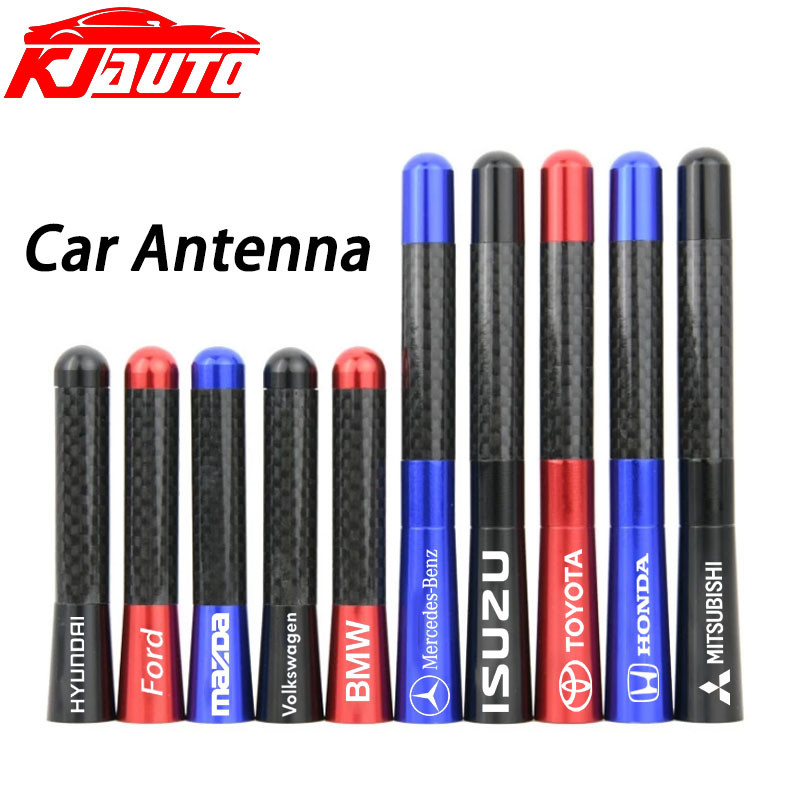Universal 12 ซม.เสาอากาศรถยนต์คาร์บอนไฟเบอร์วิทยุ FM Antena สีดําชุดอุปกรณ์เสริมภายนอก