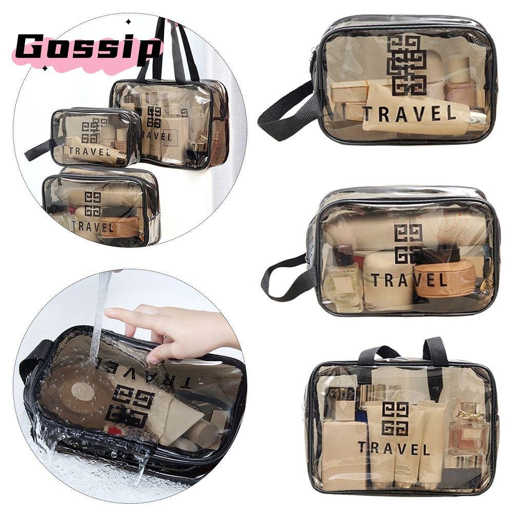 GOSSIP Washbag, กระเป๋าใส่อุปกรณ์อาบน้ําความจุขนาดใหญ่กันฝุ่น, กระเป๋าใส่เครื่องสําอางกันน้ําแบบใสสําหรับเดินทางคุณภาพสูง