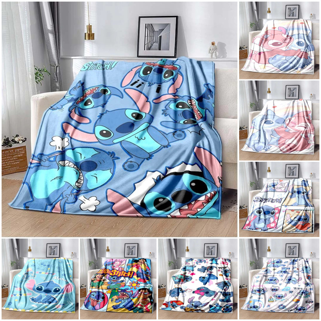 6 sizes of warm and soft Disney Stitch custom icon plush blankets for children and adults, plush bed covers, sofa blankets, birthday gifts