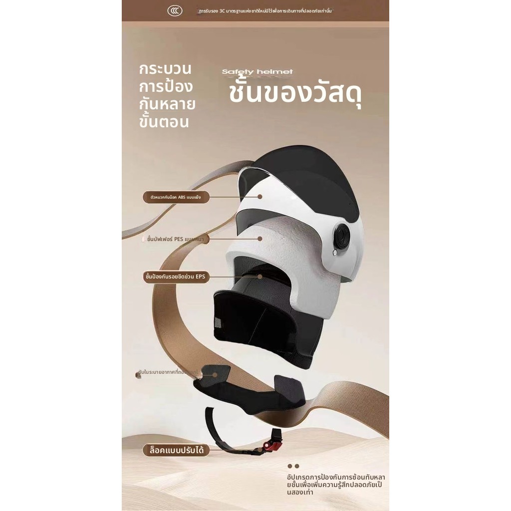 หมวกกันน็อคเด็กลาย Capybara น่ารัก มีหู ชิลด์กันแดด ใส่สบาย ระบายอากาศดี ขี่มอเตอร์ไซค์ได้ - รูปที่ 7