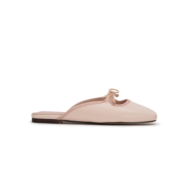 Nose Ribbon Flat Mule - Nude Kasut Mule Rata Bertali Riden - Nude