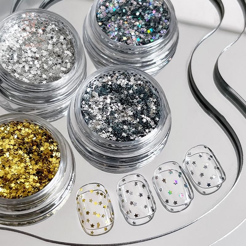 [maybeauty] 1 กล่อง 3D Shiny Star Nail Art Sequins Star Glitter Sequins Flakes DIY เครื่องประดับแต่งเล็บอุปกรณ์เล็บ {TH}