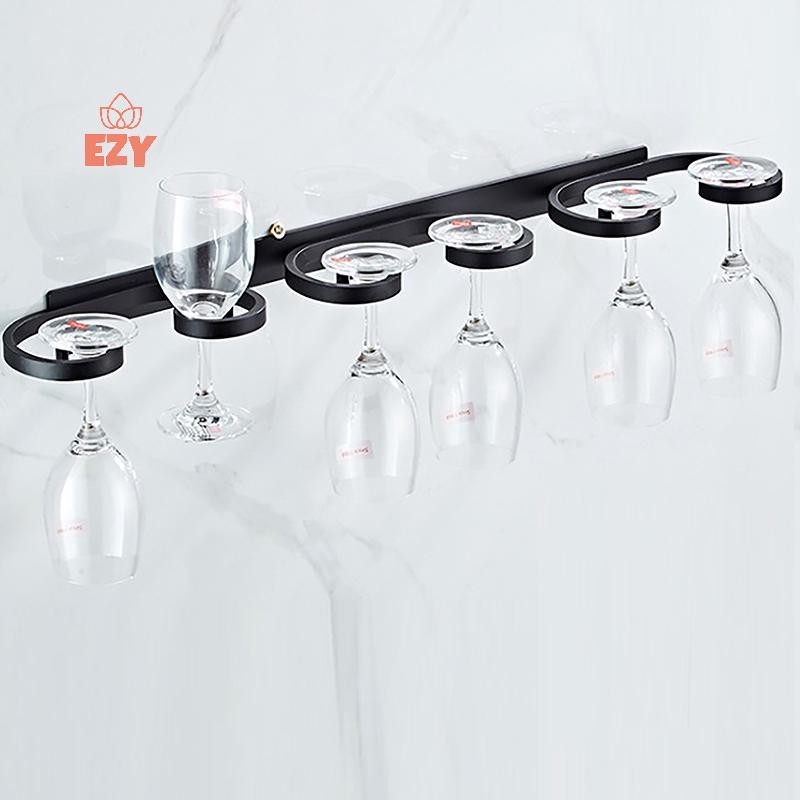 EZY ที่วางแก้วไวน์ติดผนังอลูมิเนียมอวกาศ Creative Goblet ชั้นเก็บของบาร์ร้านอาหารในครัวเรือน Punch-ฟรีที่วางแก้วไวน์ใหม่