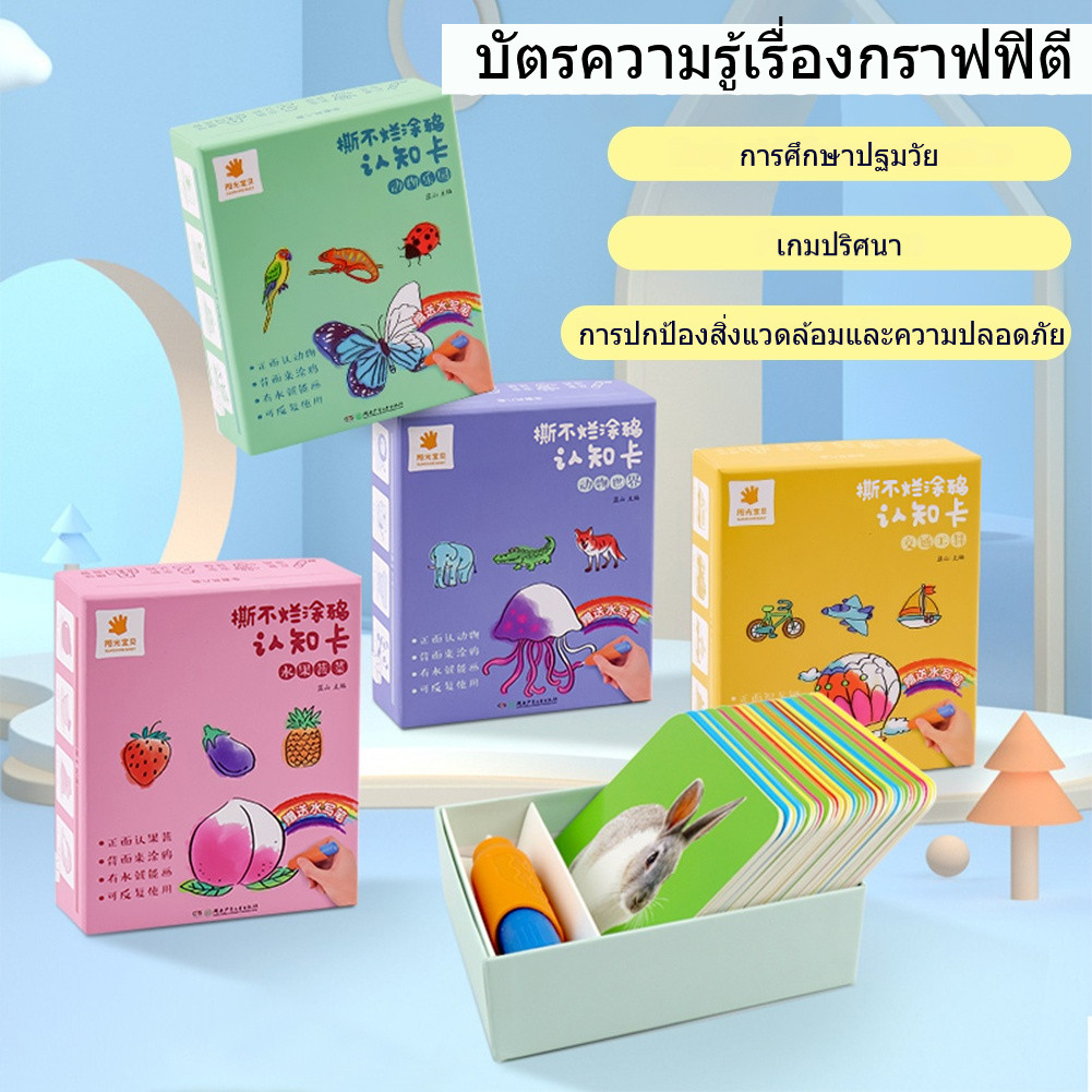 🎨แผ่นการ์ดคำศัพท์ระบายสี ของเล่นเสริมการเรียนรู้ นํากลับมาใช้ใหม่ได้ Magic Water Book