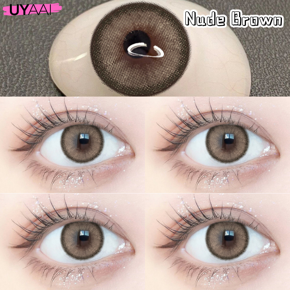 คอนแทคเลนส์ [0.00~-6.00] UYAAI คอนแทคเลนส์สีซีรีส์คลาสสิก 14.0mm Nude Brown Grey คอนแทคเลนส์รายเดือน