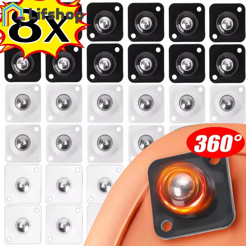 [HGB] ชุดล้อสากลติดเอง 4 ชิ้นพร้อมลูกบอลเหล็กคาร์บอนความจุแบริ่ง 10-60 กก. 360° ลูกกลิ้งไร้เสียงรบกวนสําหรับโต๊ะ/เก้าอี้/ถังเก็บของ (สีดํา/สีขาว/โปร่งใส)