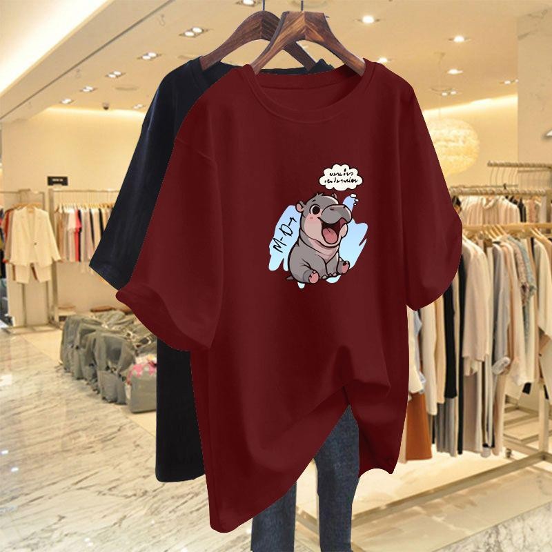 พร้อมส่ง เสื้อยืดผู้หญิง แขนสั้น คอกลม พิมพ์ลาย สีพื้นและหลากสี ใส่ลำลอง แฟชั่นสไตล์เกาหลี