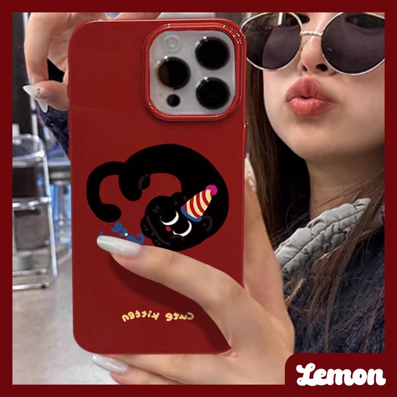 Insน่ารักตลกหวานเย็นแมวดําคริสต์มาสเคสนุ่มสําหรับiphone case 16promax 15 15promax 14promax 13pro 13promax 11 12promax XR 7plus