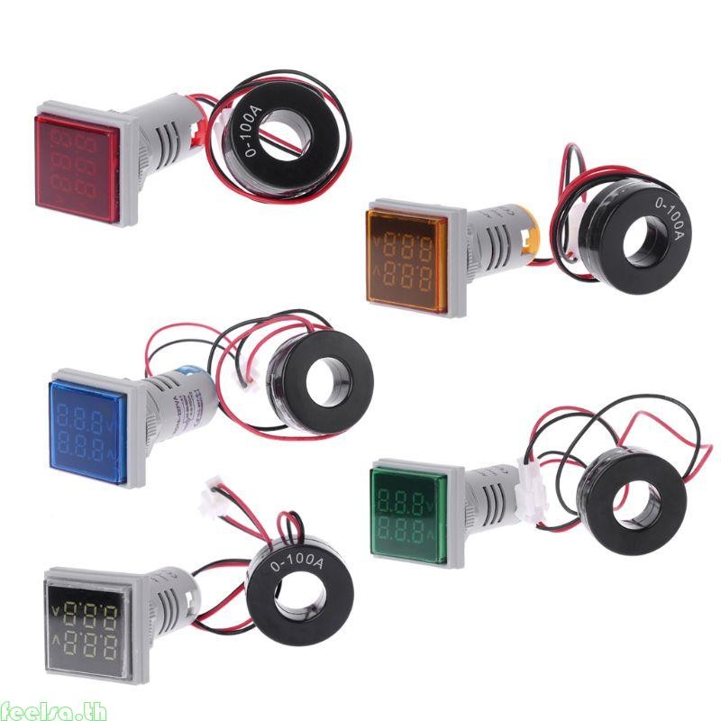Square LED Digital Dual Display Voltmeter & Ammeter Voltage Gauge Current Meter