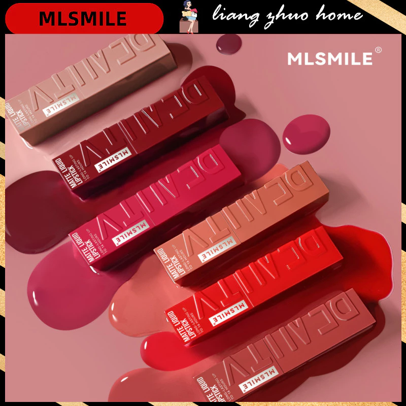 Mlsmile 1 ชิ้นสตรอเบอร์รี่ Lip Glaze ชุดกํามะหยี่ Matte Liquid ลิปสติก Non Stick Cup แต่งหน้ากันน้ํา Lasting Moisturizing Matte Lip Gloss