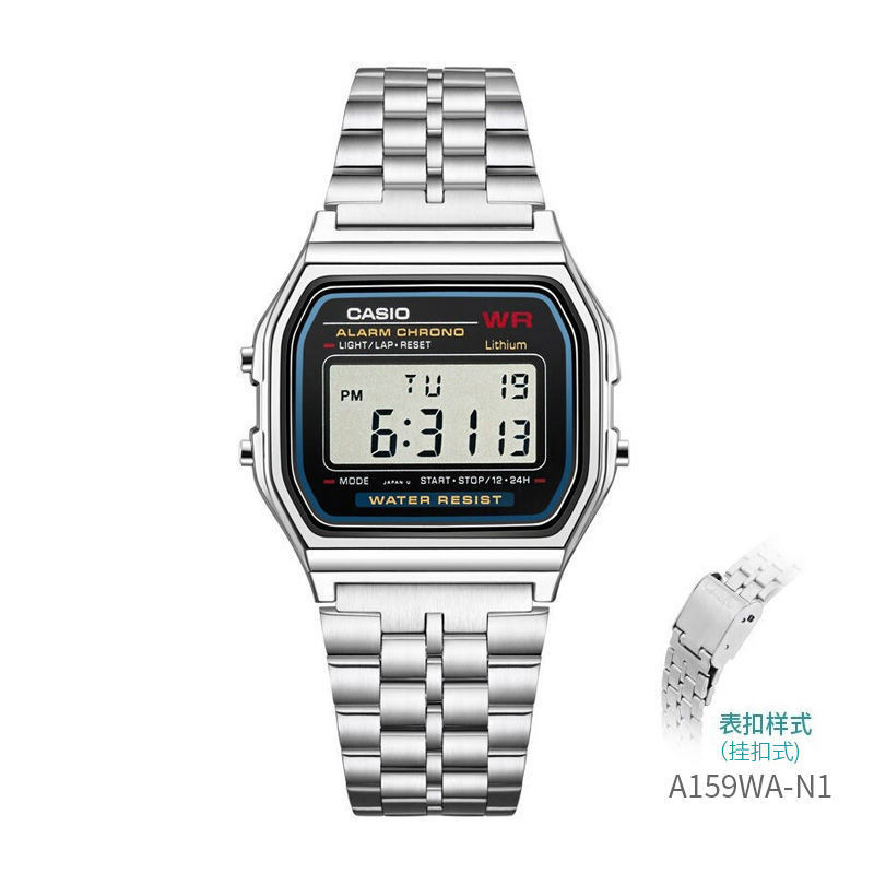 [พร้อมส่ง] นาฬิกา Casio Casio นาฬิกาแฟชั่นเทรนด์วินเทจเงินทรงสี่เหลี่ยมเล็กนักเรียนนาฬิกาอิเล็กทรอนิ