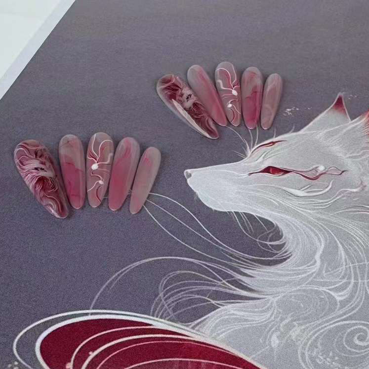 Penglai Xianhu Handmade สวมใส่เล็บโบราณหรูหรา High-End เล็บปลอมสไตล์จีนเล็บ Patch W11.27