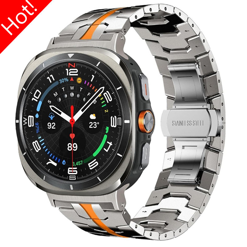 สร้อยข้อมือโลหะไทเทเนียมสําหรับ SAMSUNG GALAXY นาฬิกา 7 ULTRA 47 มม.โลหะหรูหราสําหรับ SAMSUNG GALAXY ULTRA WATCH 7 47 มม.ไม่มีช่องว่าง Band