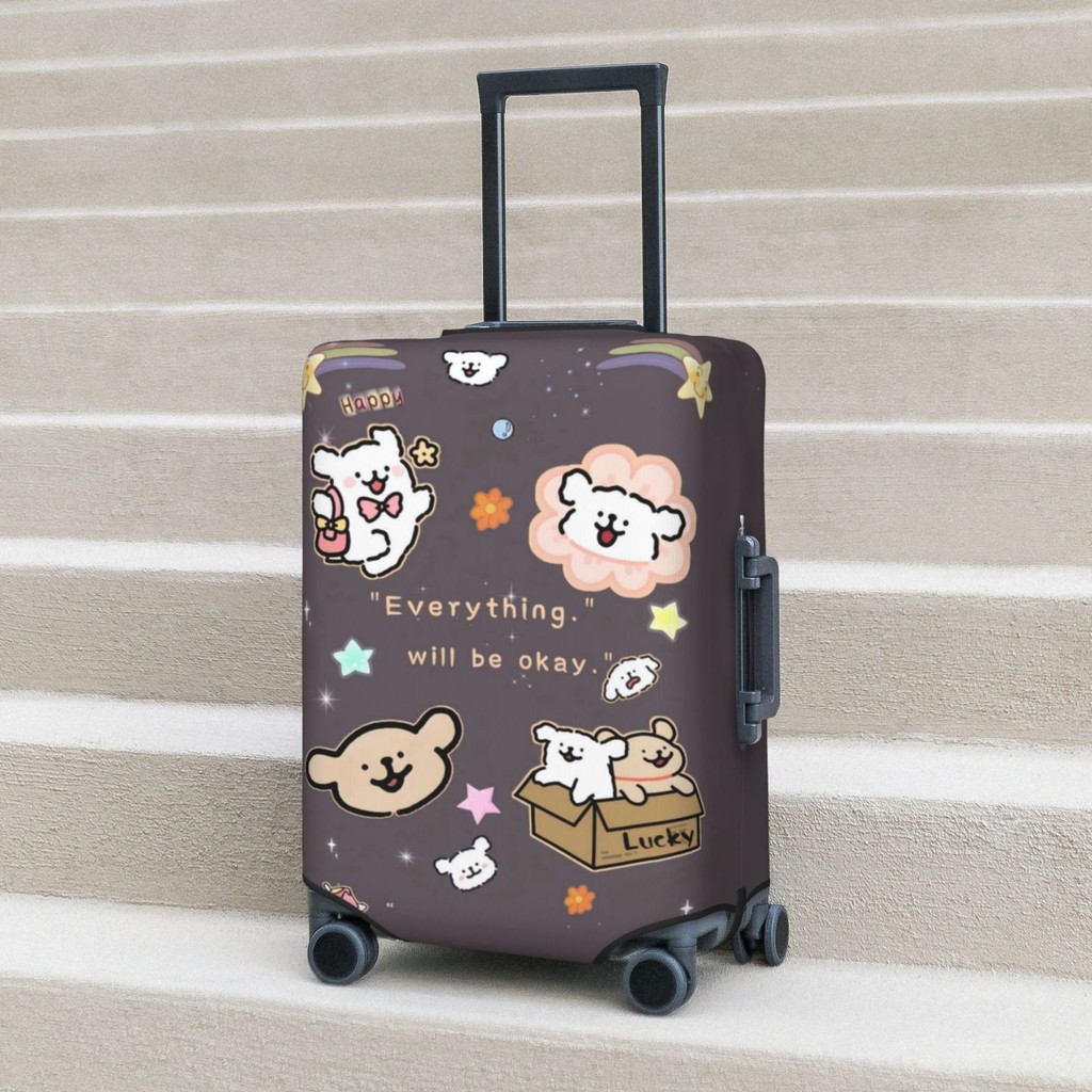 ผ้าคลุมกระเป๋าเดินทาง หมามอลทีส ผ้าสแปนเด็กซ์ แบบยืดหยุ่น ยืดหยุ่น Maltese Puppy Travel Luggage Cover 18-32 นิ้ว BY016