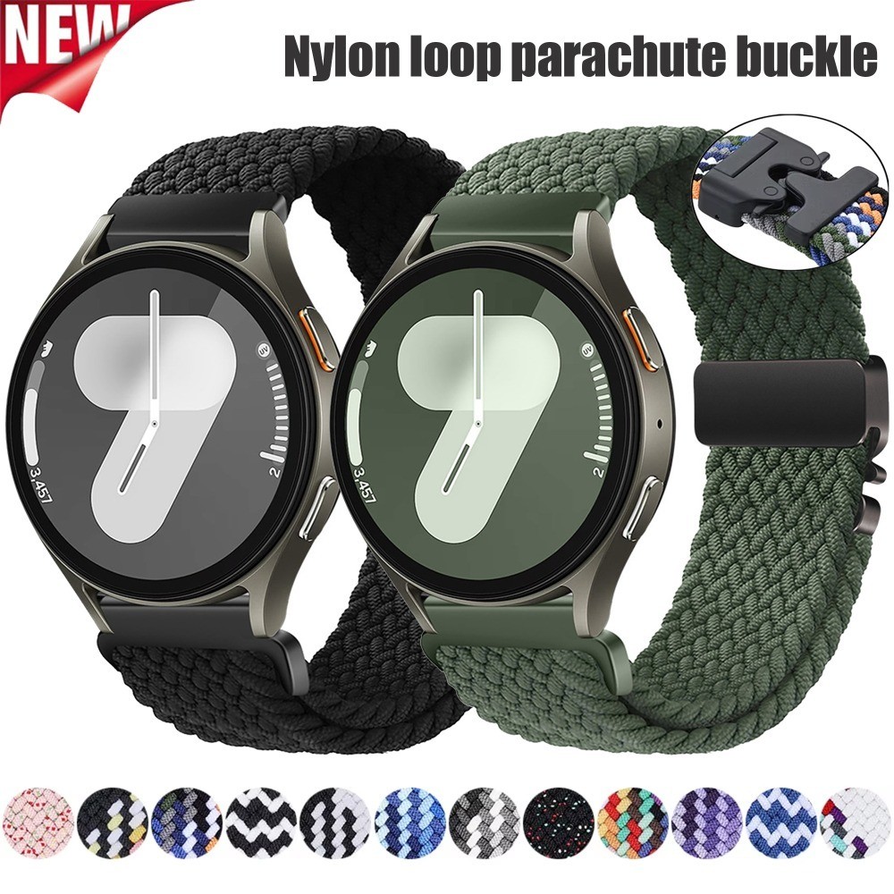 18/20/22 มม.ห่วงไนลอนร่มชูชีพสไตล์หัวเข็มขัดถักห่วงสําหรับ Samsung Watch FE/6/5/4 40 มม.44 มม./Huawei GT5/4/3/2pro 46 มม.