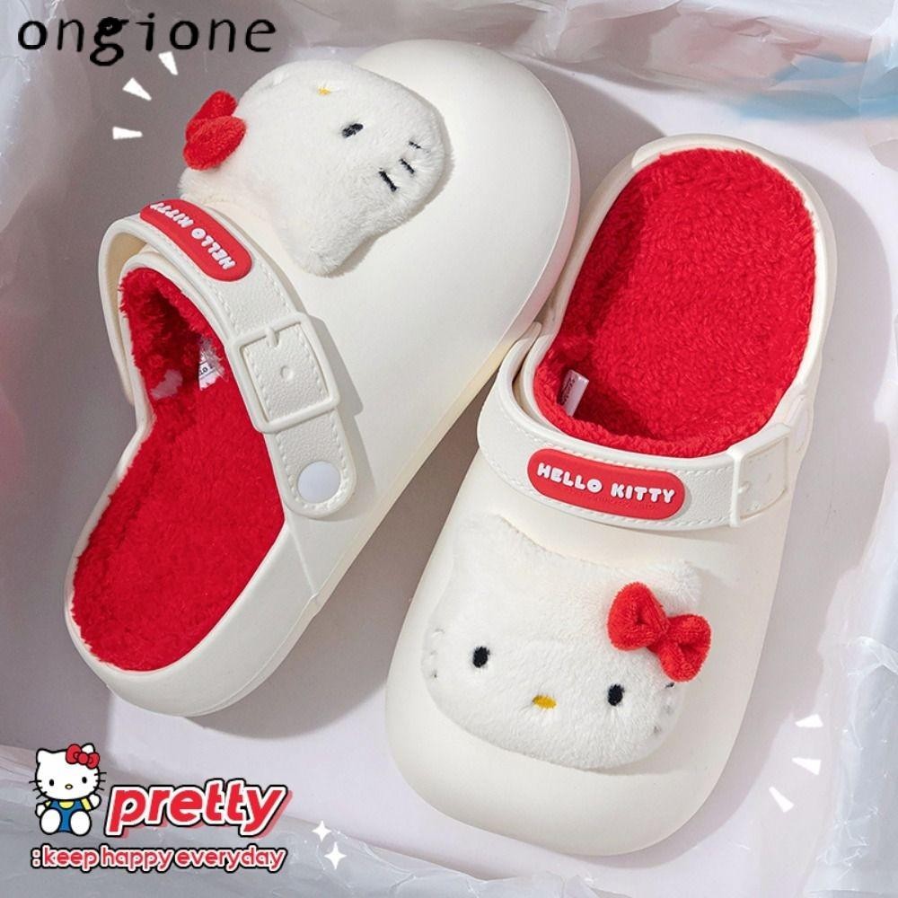 Ongione Sanrio Cinnamoroll รองเท้าบ้าน,ลื่นกันน้ํา Sanrio Hello Kitty Kuromi รองเท้าแตะ,อุ่นน่ารักการ์ตูนตุ๊กตารองเท้าแตะผู้หญิง