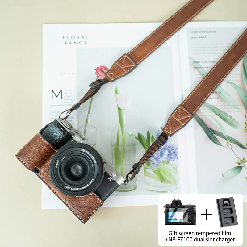 Suitable for Sony A6700 A6400 A6100 protective case A7CR base A7C2 manual photography camera PU leat
