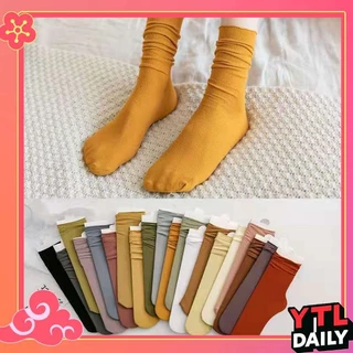 พร้อมส่ง ถุงเท้าสีพื้นข้อยาวระบาย สไตล์เกาหลี ญี่ปุ่น นิ่มสบาย เข้ากับทุกการแต่งกาย แฟชั่นฤดูร้อน สําหรับผู้หญิง cotton