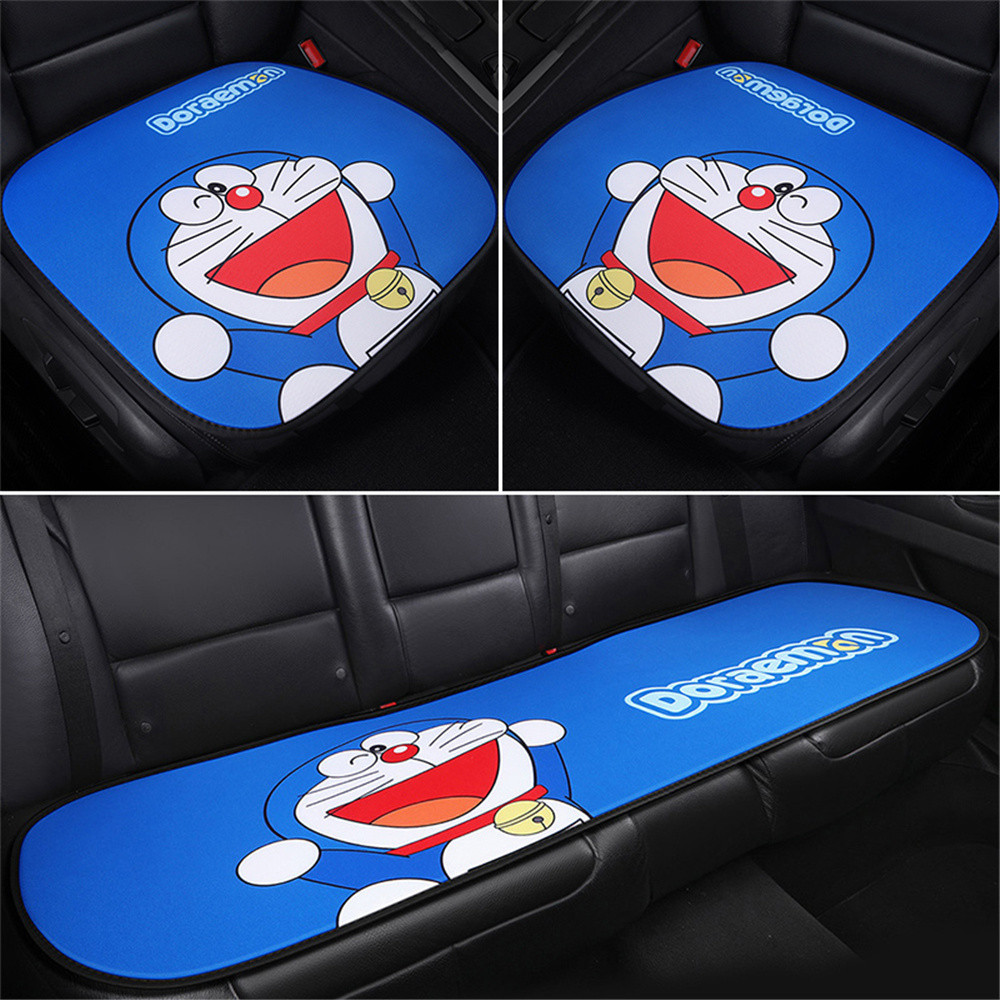 รถ Four Seasons Universal เบาะรองนั่ง Doraemon Doraemon Doraemon ชุดสามชิ้นเบาะรองนั่งด้านหลังชิ้นเดียวการ์ตูนสุภาพสตรีพนักพิงศีรษะครึ่งล้อมรอบ Lumbar Su