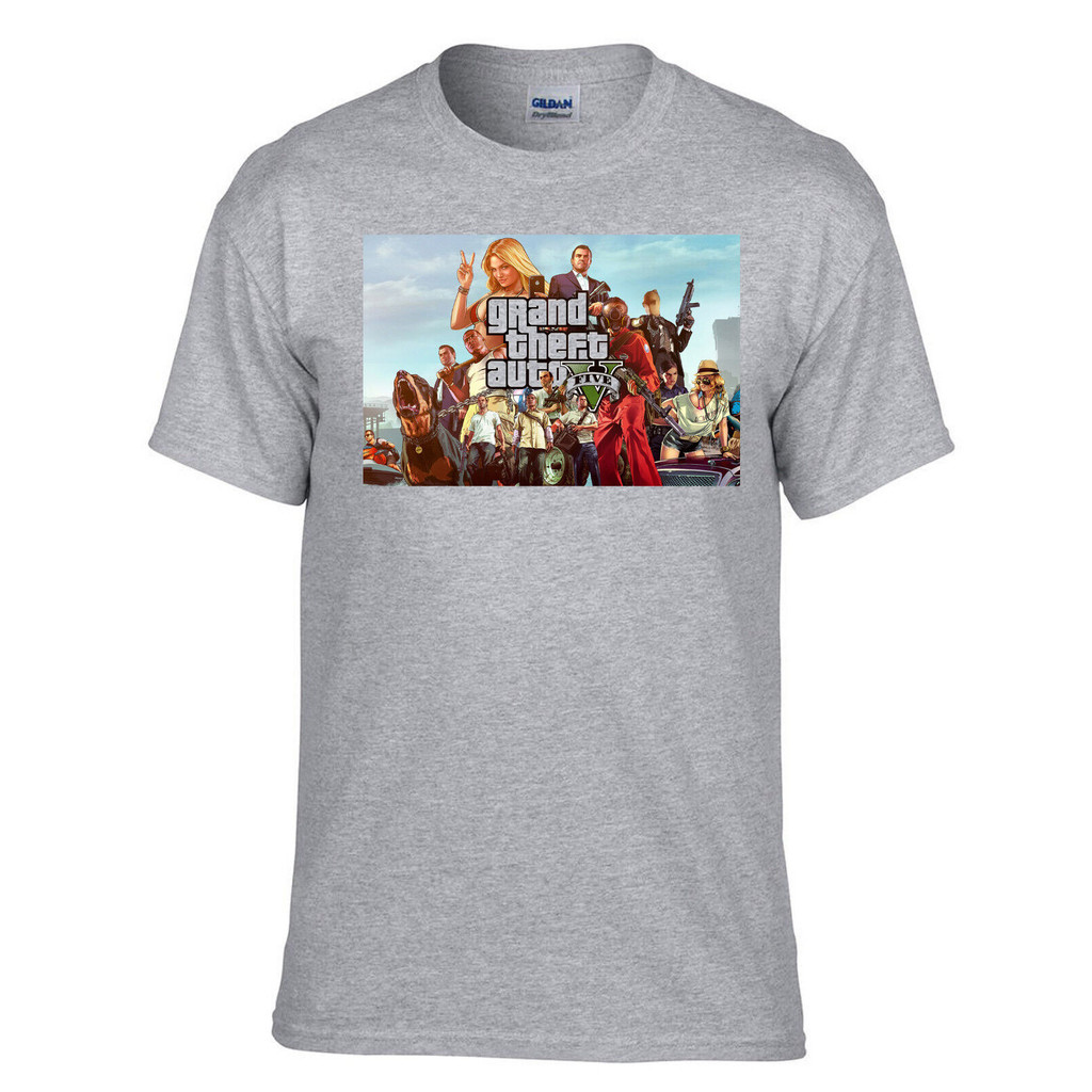 Gta V Gta 5 Grand TheHot Selling Topstar San-Andreas เสื้อยืดสีเทา -289_Grey