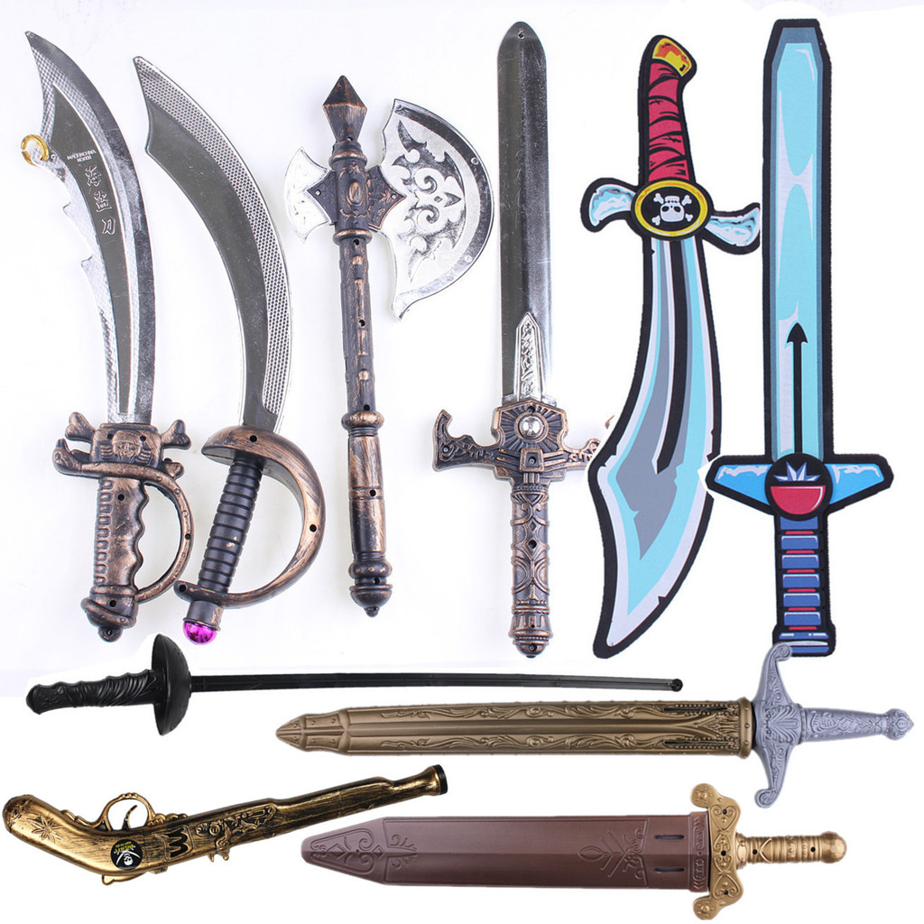 อุปกรณ์ประกอบฉากฮาโลวีน อาวุธจําลอง Pirates of the Caribbean Sword Samurai Sword Axe Zoro Sword Armo