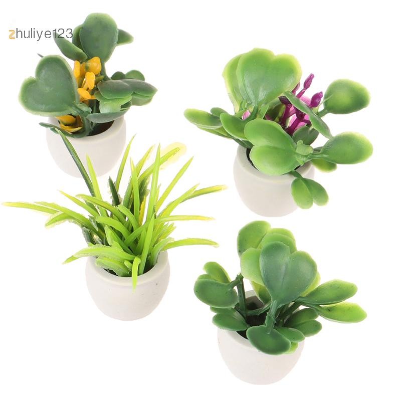 <zhuliye123> 1:12 Dollhouse Miniature พืชสีเขียวในกระถางเฟอร์นิเจอร์อุปกรณ์ตกแต่งบ้าน Nice