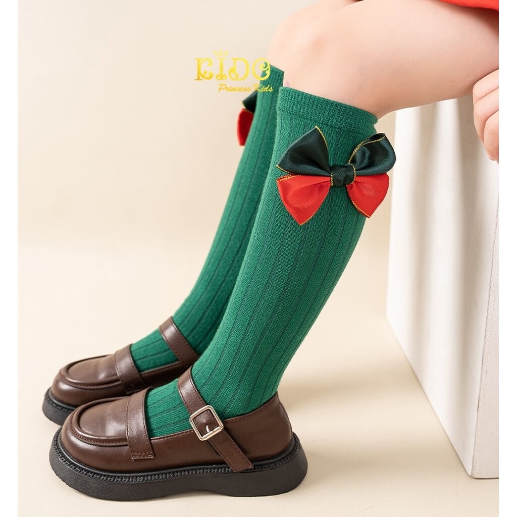 sถุงเท้าคริสต์มาส(มีหน้าร้านอยู่รัชดา)M219 สีแดง สีเขียว ถุงเท้าเด็ก