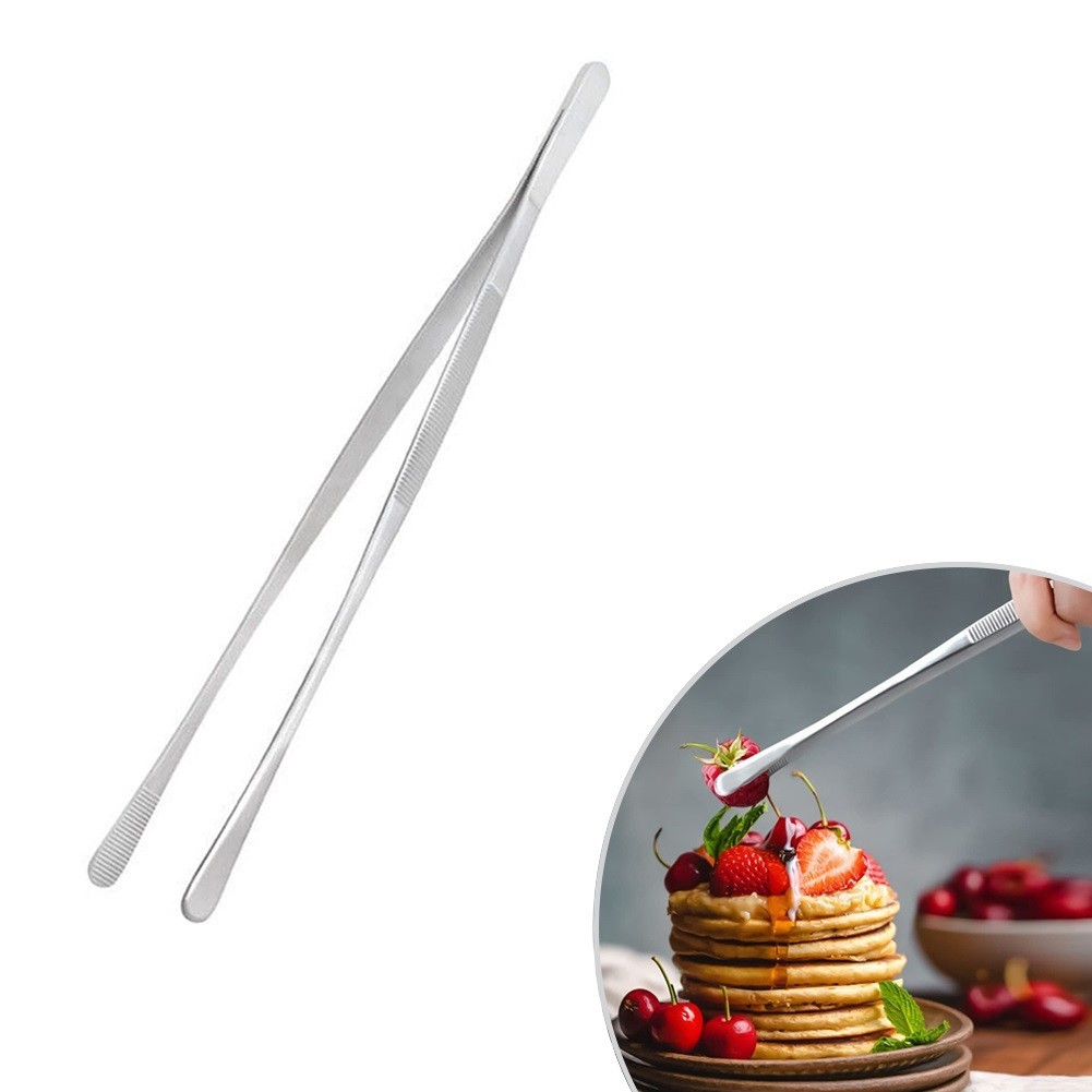 1 Pcs Kitchen Stainless Steel Tweezers Tong Long Cooking Tweezer Tongs 30*2 Cm
