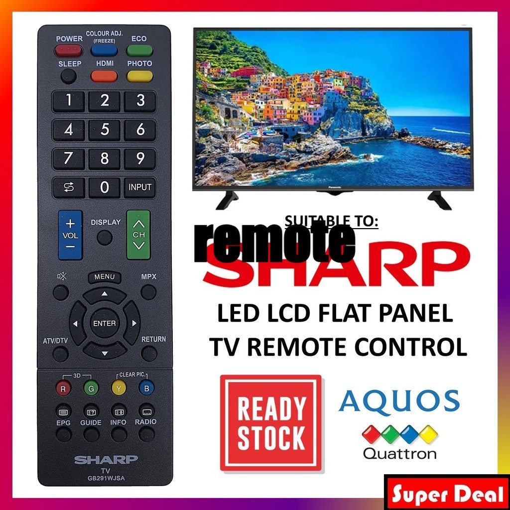 SHARP Aquos TV รีโมทคอนโทรลทดแทน (GB291WJSA)