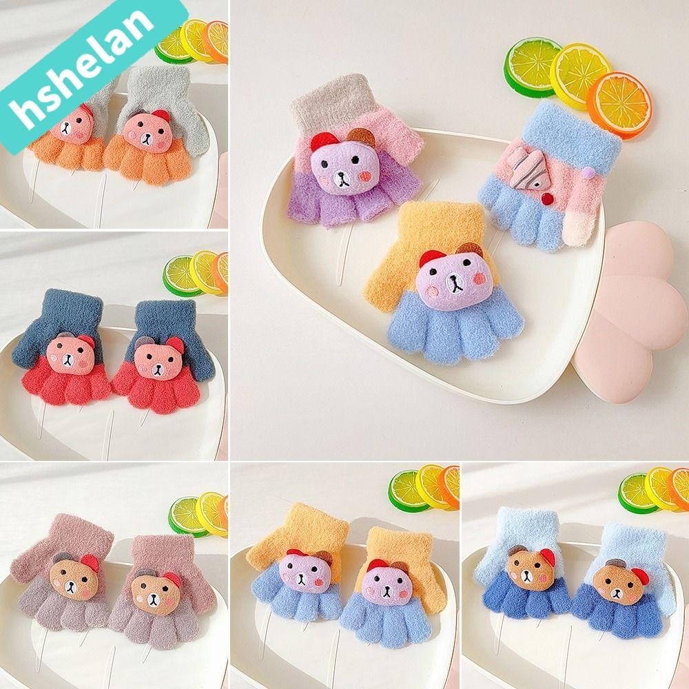 Hhshelanf6 Mittens Love Pattern Warm Supplies Full Fingers Gloves Children 0-3 Years Thicken