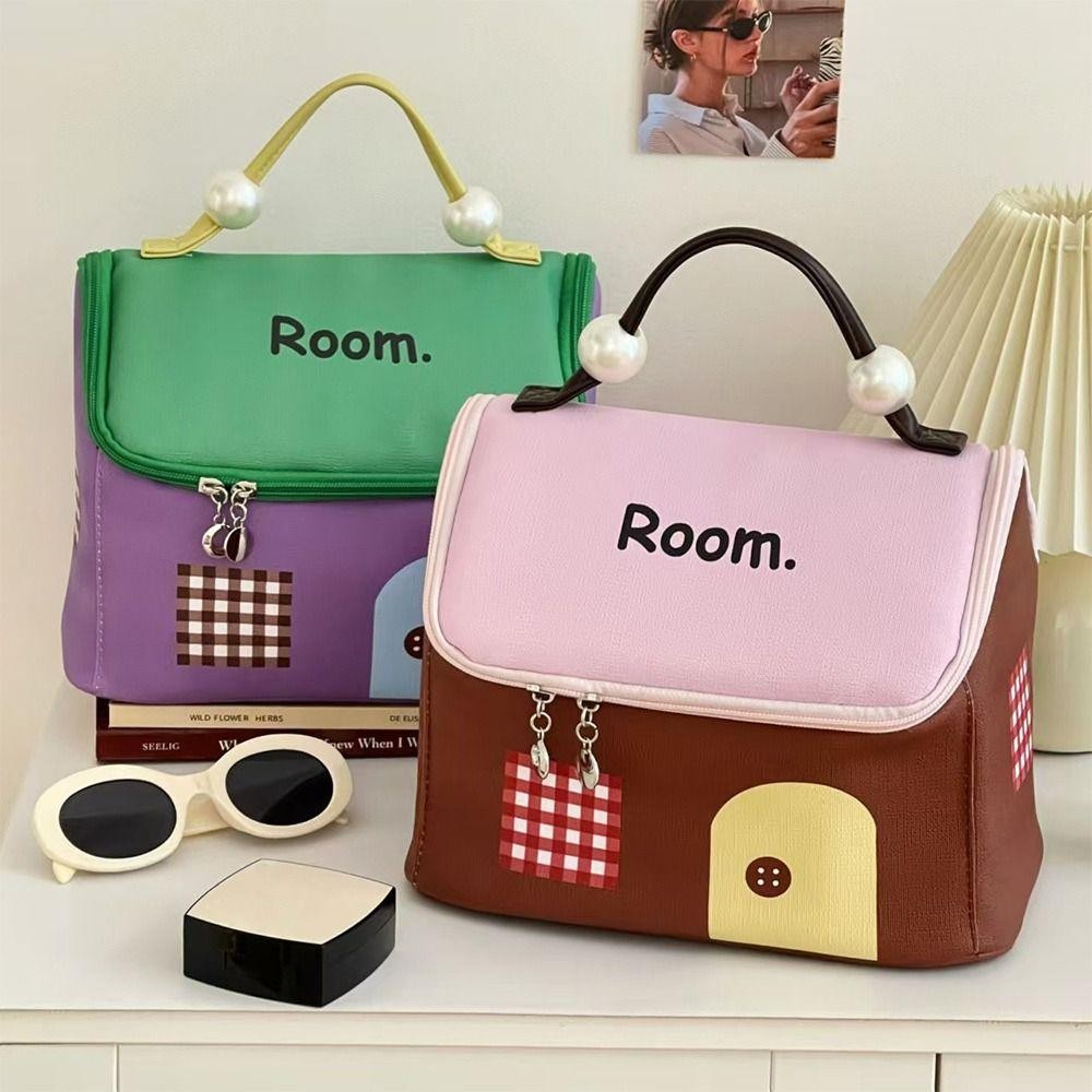 SUNRISE Wash Bag, กระเป๋าแต่งหน้าความจุขนาดใหญ่หลากสี, กระเป๋าเครื่องสําอางบ้านหลังเล็กแบบพกพาผู้หญิง - รูปที่ 3